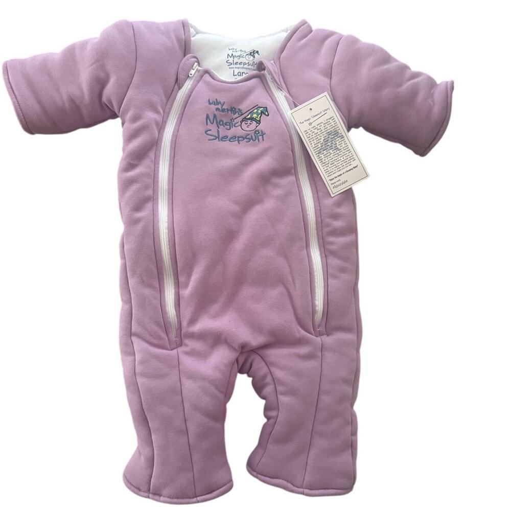 Baby Merlin's Magic sleep suit size large 6-9 months purple and white